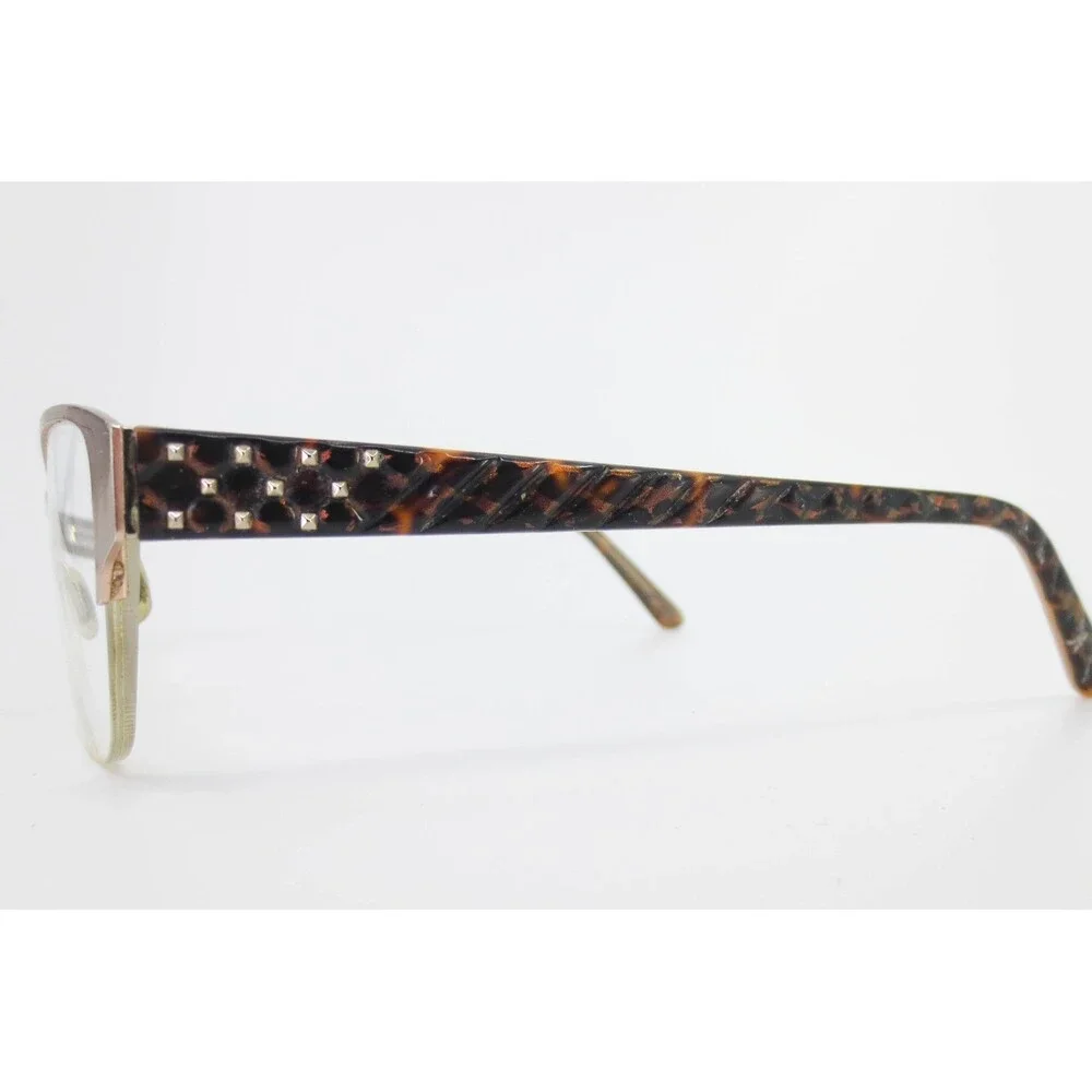 Bebe BB5161 Rose Gold Tortoise Studded Semi-Rimless Cat Eye Eyeglasses 52-18